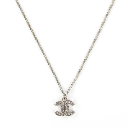 Chanel Crystal Timeless CC Necklace Silver 3 of 7