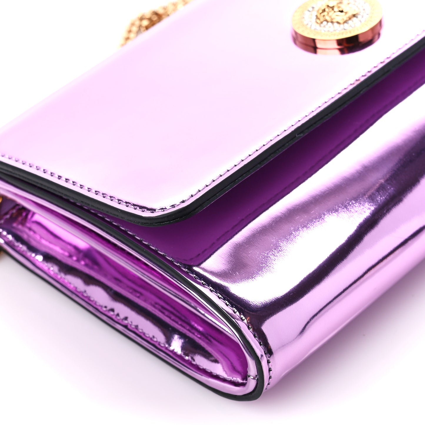 Metallic Calfskin Medusa Evening Clutch Pink