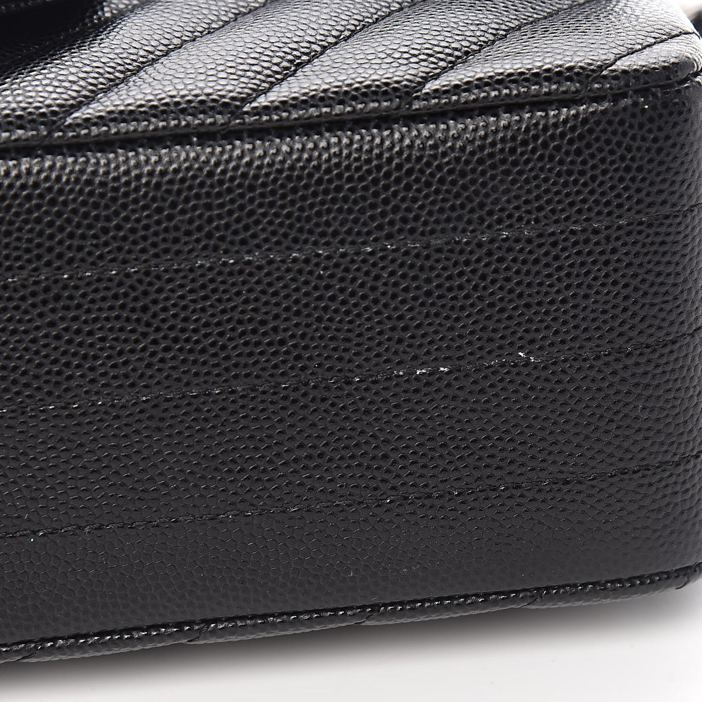Caviar Chevron Quilted Mini Rectangular Flap Black
