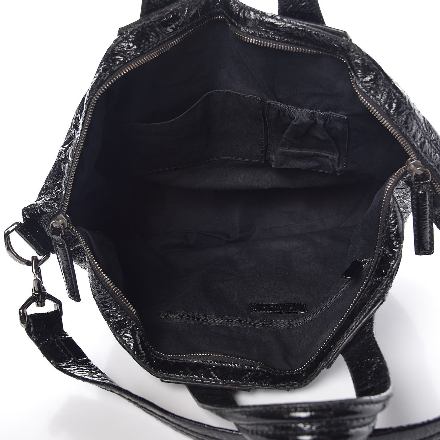 Crinkled Patent Calfskin Small Nightingale Black