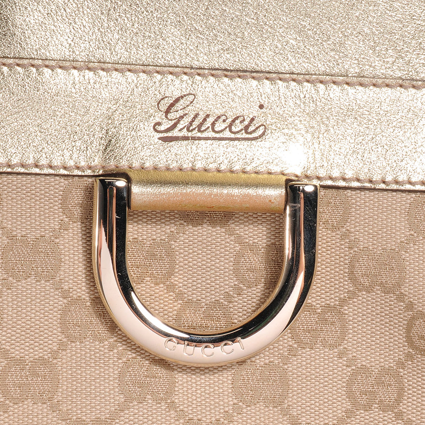 Monogram D Gold Large Tote Metallic Gold