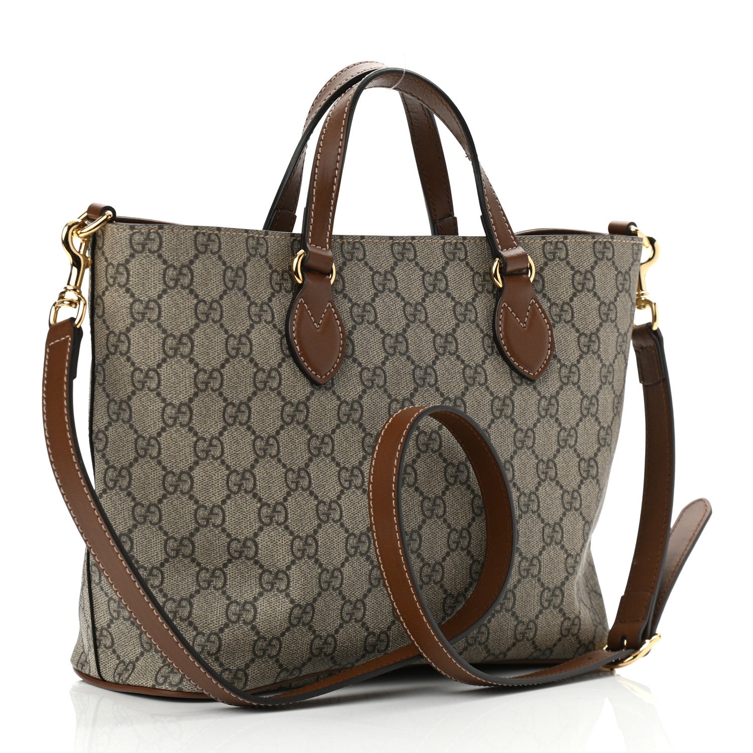 Gucci Soft GG Supreme Monogram Small Crossbody Tote Beige Cuir 3 of 11