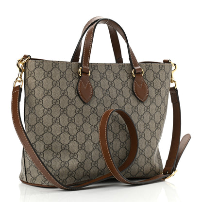 Gucci Soft GG Supreme Monogram Small Crossbody Tote Beige Cuir 3 of 11