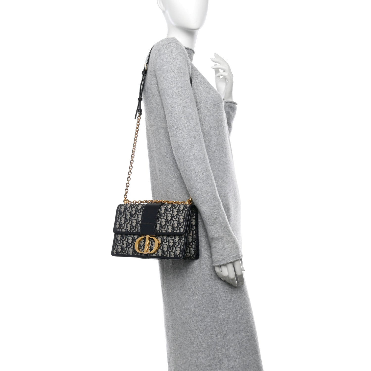 Christian Dior Oblique 30 Montaigne Chain Flap Bag Blue 2 of 12
