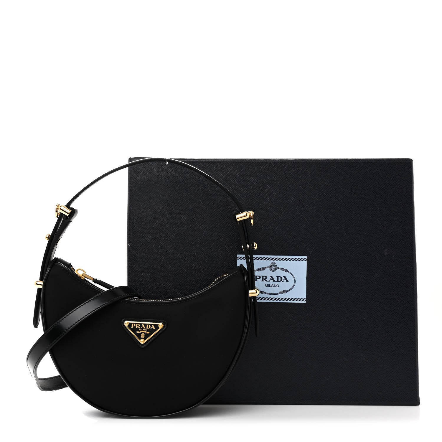 Prada Re-Nylon Spazzolato Mini Arque Shoulder Bag Black 11 of 11