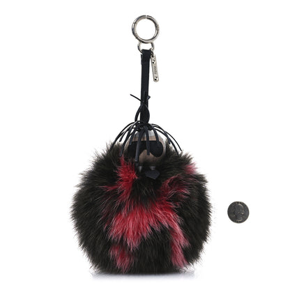 Fendi Fox Fur Shiny Nappa Bi-Color Super Karlito Pom Pom Bag Charm Moro Rosso Chiaro 1 of 4