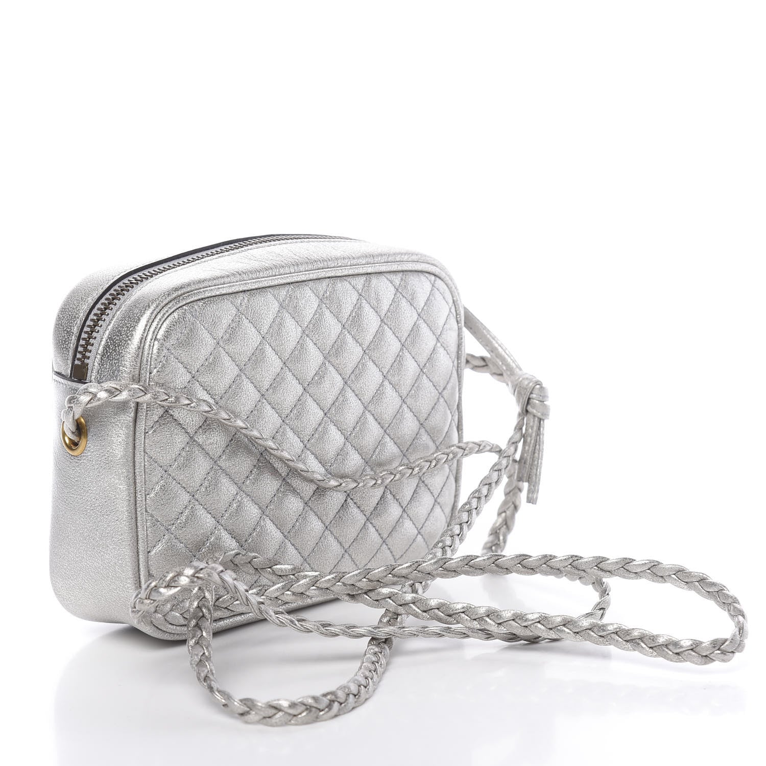 Gucci Laminated Nappa Web Trapuntata Mini GG Shoulder Bag Argento 3 of 11