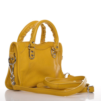 Balenciaga Chevre Silver Metallic Edge Hardware Nano City Jaune Epi 3 of 9