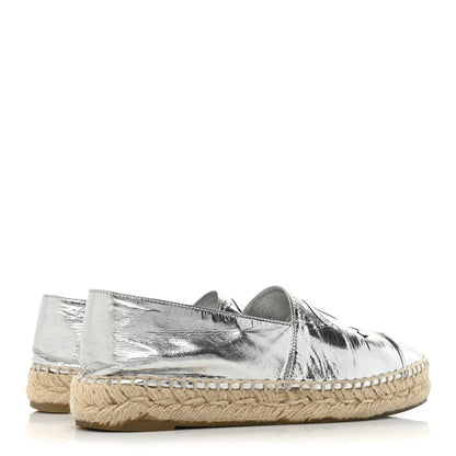 Chanel Laminated Goatskin CC Espadrilles 37 Silver 4 of 14