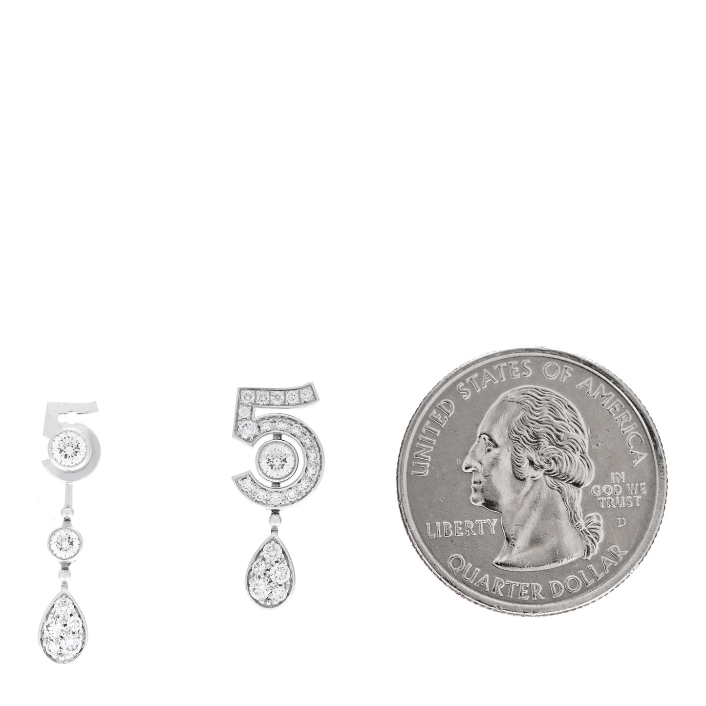 18K White Gold Diamond No 5 Transformable Earrings