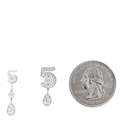 Chanel 18K White Gold Diamond No 5 Transformable Earrings 2 of 4