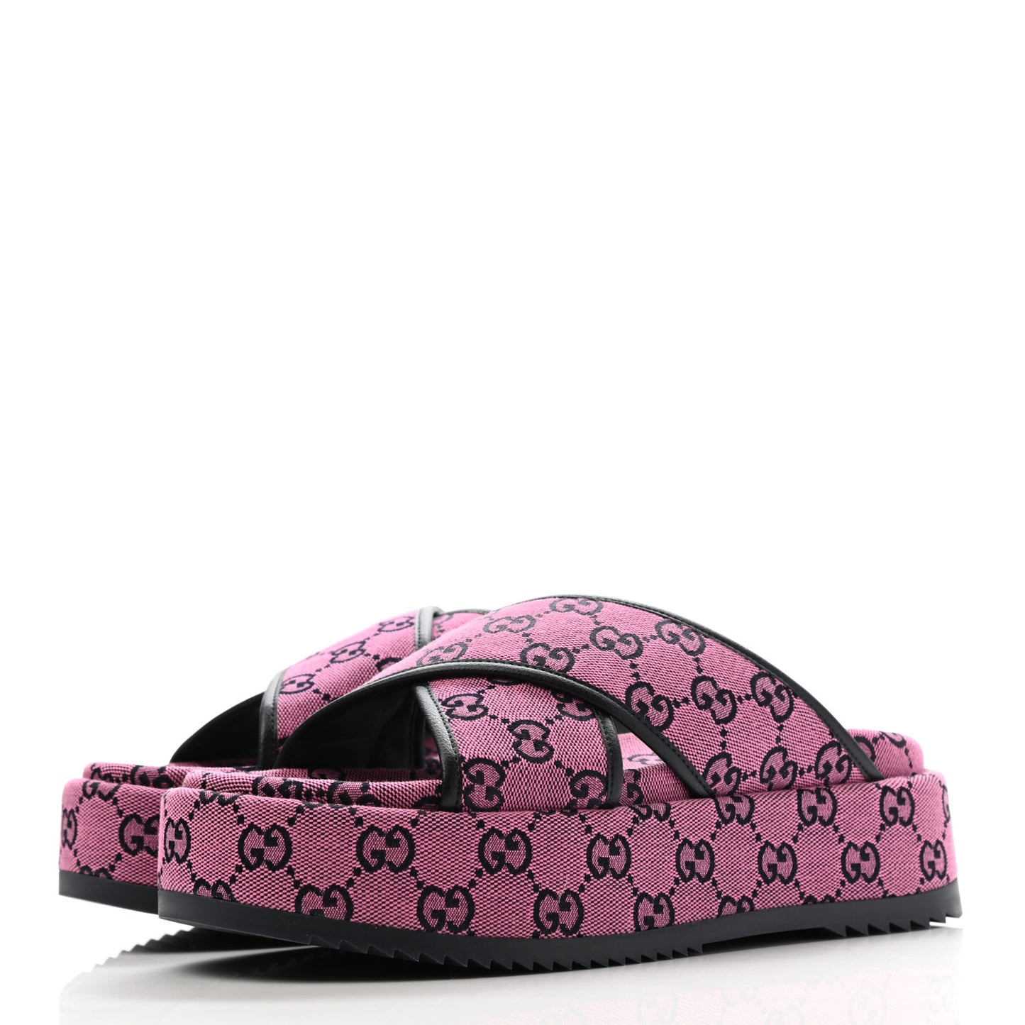 Monogram Multicolor Criss Cross Platform Slide Sandals 39 Pink Blue