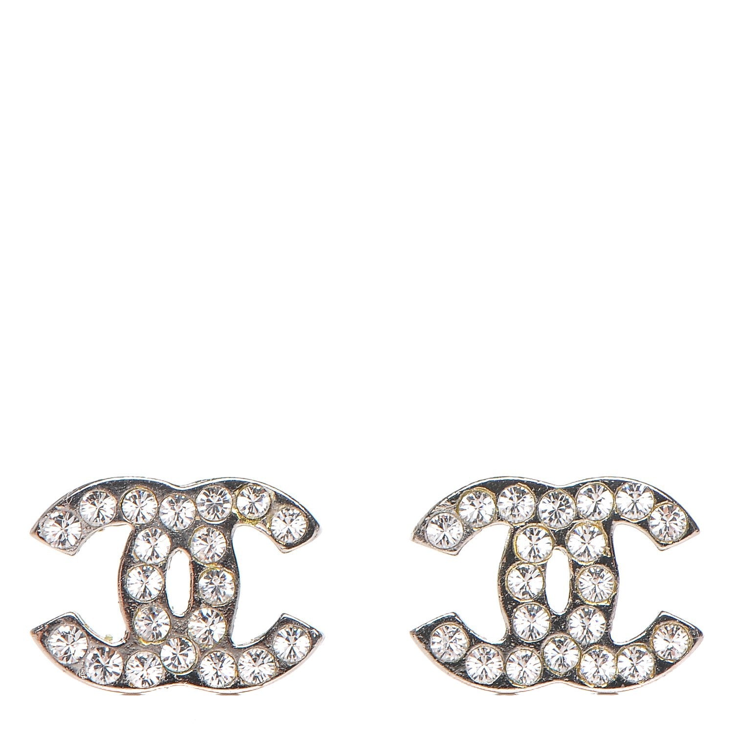 Chanel Crystal Timeless CC Earrings Silver 1 of 5