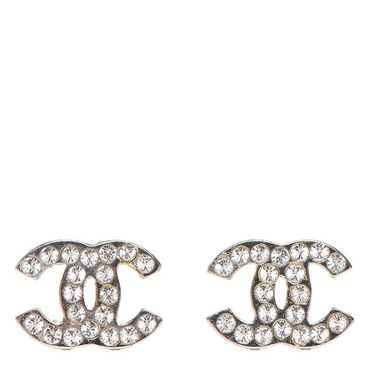 Chanel Crystal Timeless CC Earrings Silver 1 of 5
