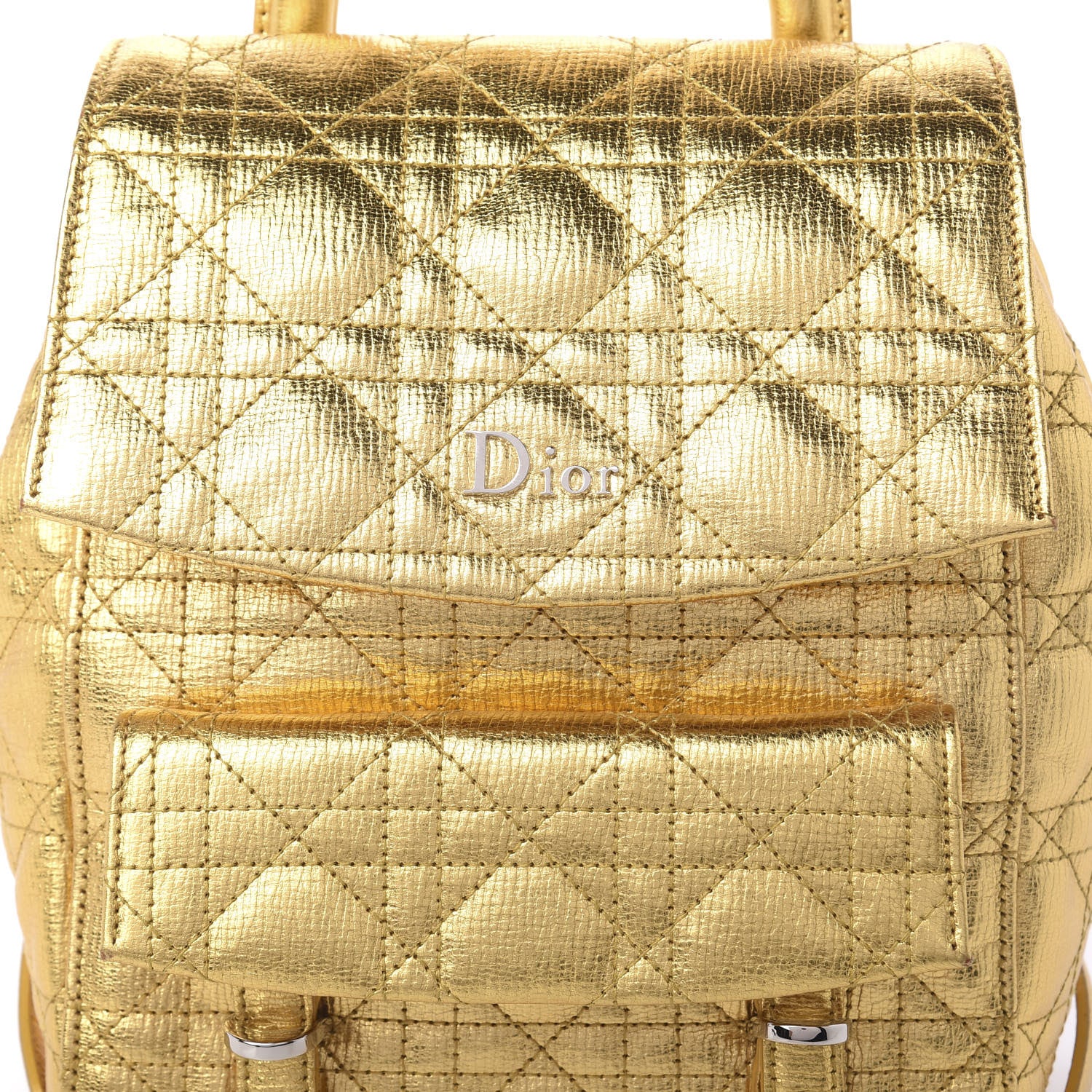Christian Dior Metallic Grained Calfskin Small Stardust Backpack Gold 8 of 8