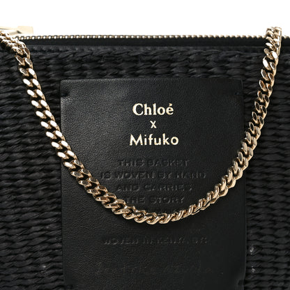 Chloe X MIFUKO Raffia Calfskin Mini Chain Basket Black 7 of 9