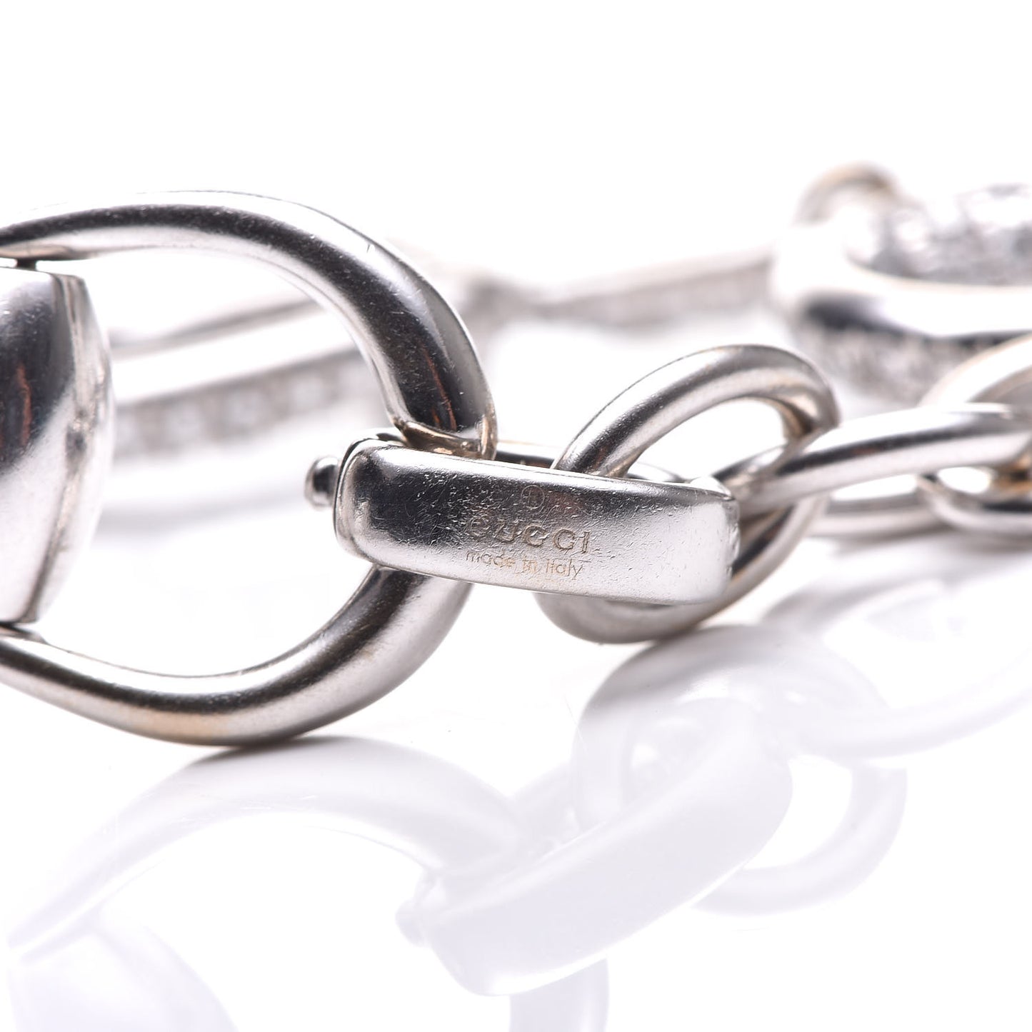 18K White Gold Diamond Horsebit Bracelet 18
