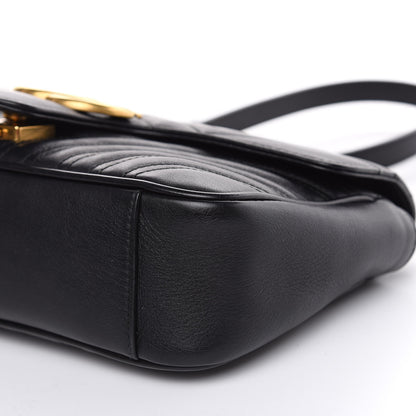 Gucci Calfskin Matelasse Small GG Marmont Shoulder Bag Black 6 of 14