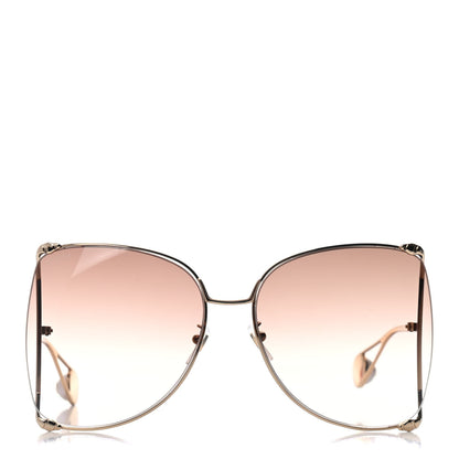 Gucci Oversized Round Sunglasses GG0252S Gold Brown 2 of 4