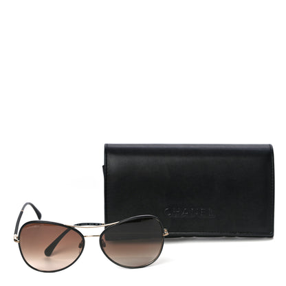 Chanel Metal Lambskin Pilot Fall Sunglasses 4227-Q Black 7 of 7