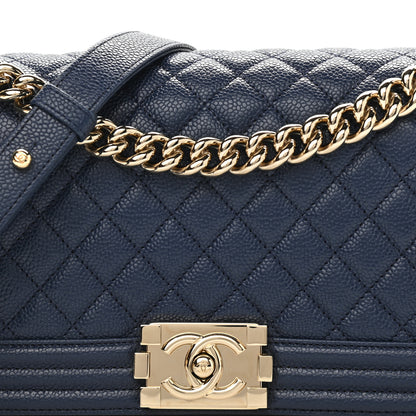 Chanel Caviar Quilted Medium Boy Flap Dark Blue 8 of 10