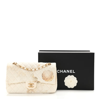 Chanel Denim Floral Printed Medium Double Flap Beige 9 of 9