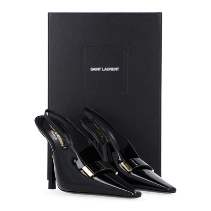 Saint Laurent Vernice Grupy Madame 115mm Slingback Pumps 37 Black 11 of 11