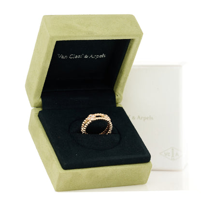 Van Cleef & Arpels 18K Rose Gold Diamond Sweet Perlee Clovers Ring 51 5.75 5 of 5