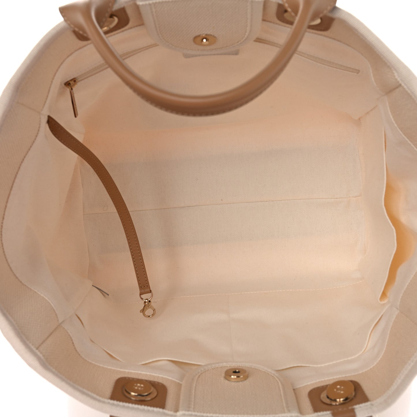 Canvas Pearl Medium Deauville Tote Ecru Beige