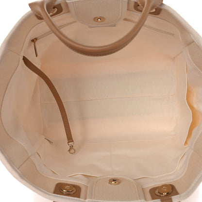 Chanel Canvas Pearl Medium Deauville Tote Ecru Beige 5 of 11
