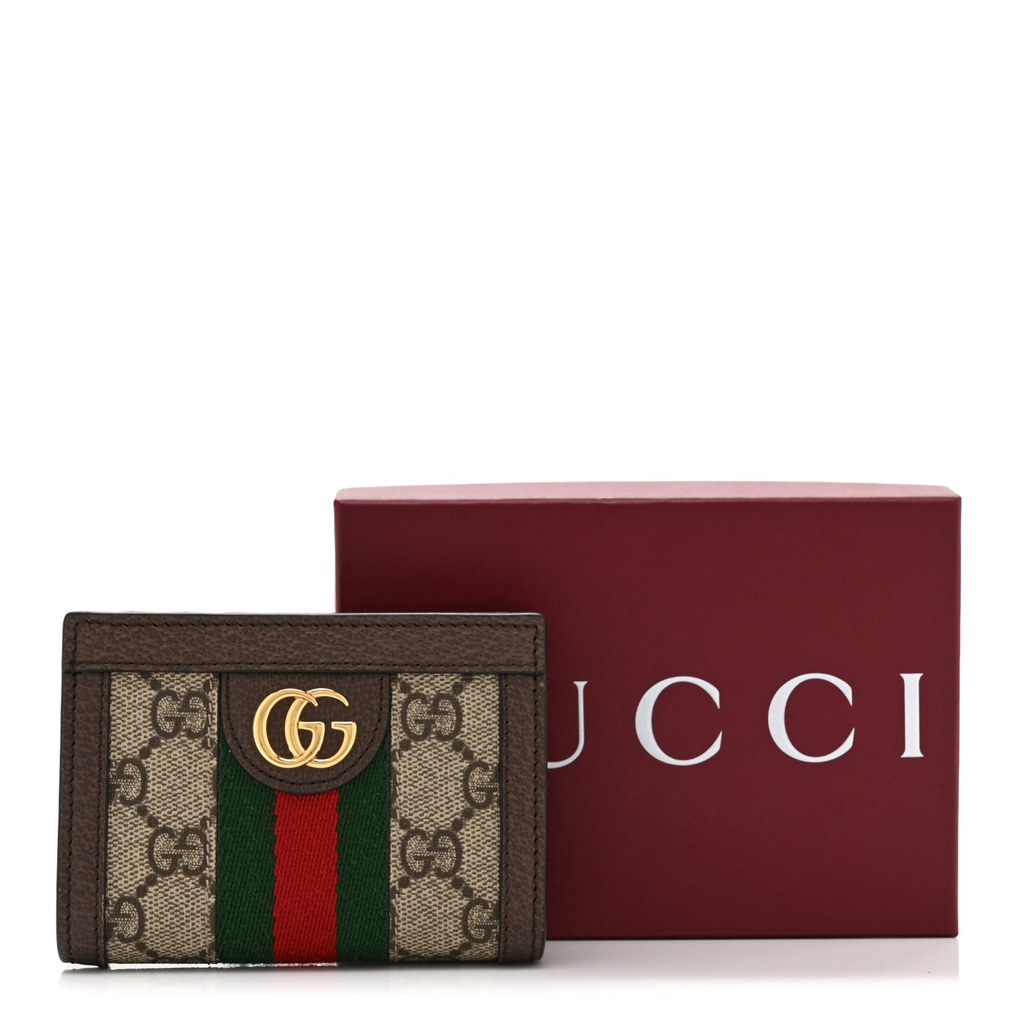 GG Supreme Monogram Web Ophidia Card Case Beige New Acero