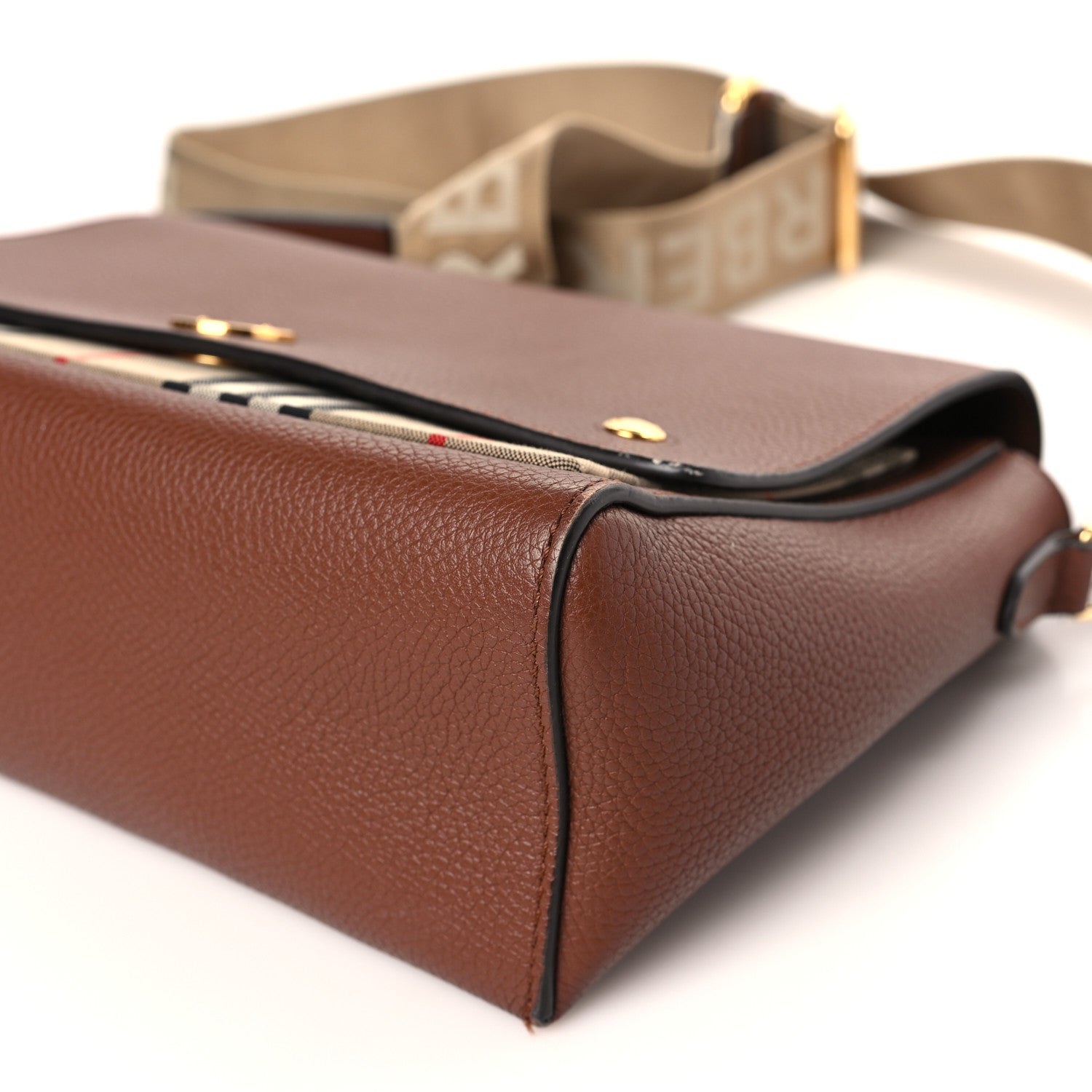 Burberry Grainy Calfskin Vintage Check Note Crossbody Bag Malt Brown 8 of 8