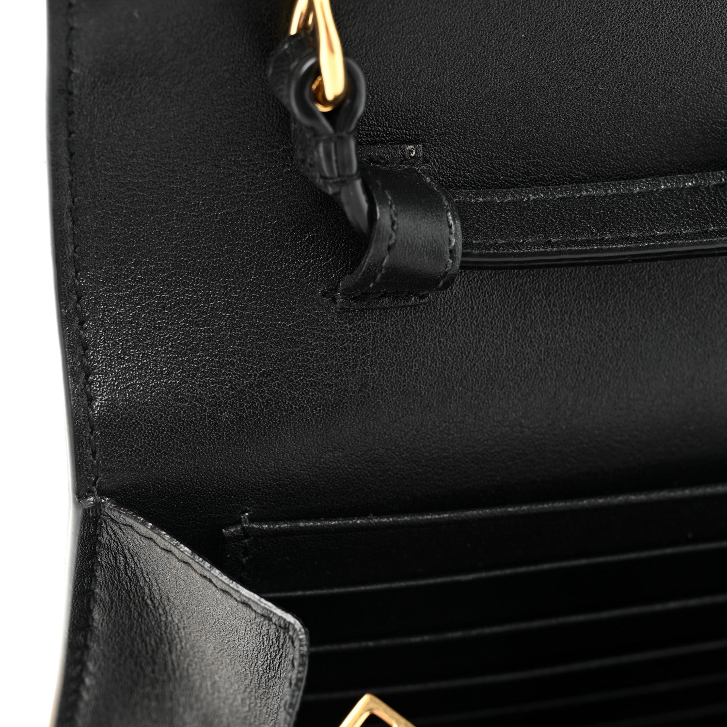 Saint Laurent Calfskin Crocodile Embossed Monogram Chain Wallet Black 11 of 11