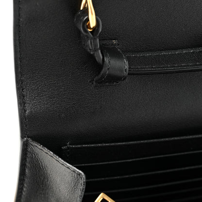 Saint Laurent Calfskin Crocodile Embossed Monogram Chain Wallet Black 11 of 11