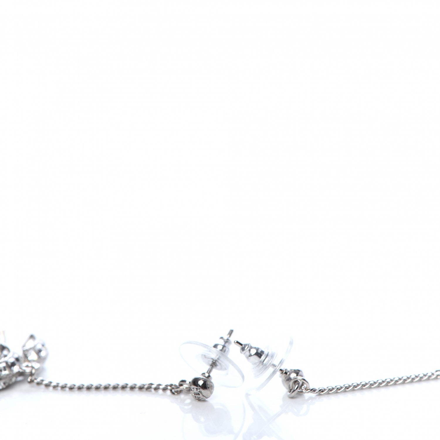 Chanel Baguette Crystal CC Drop Earrings Silver 3 of 4