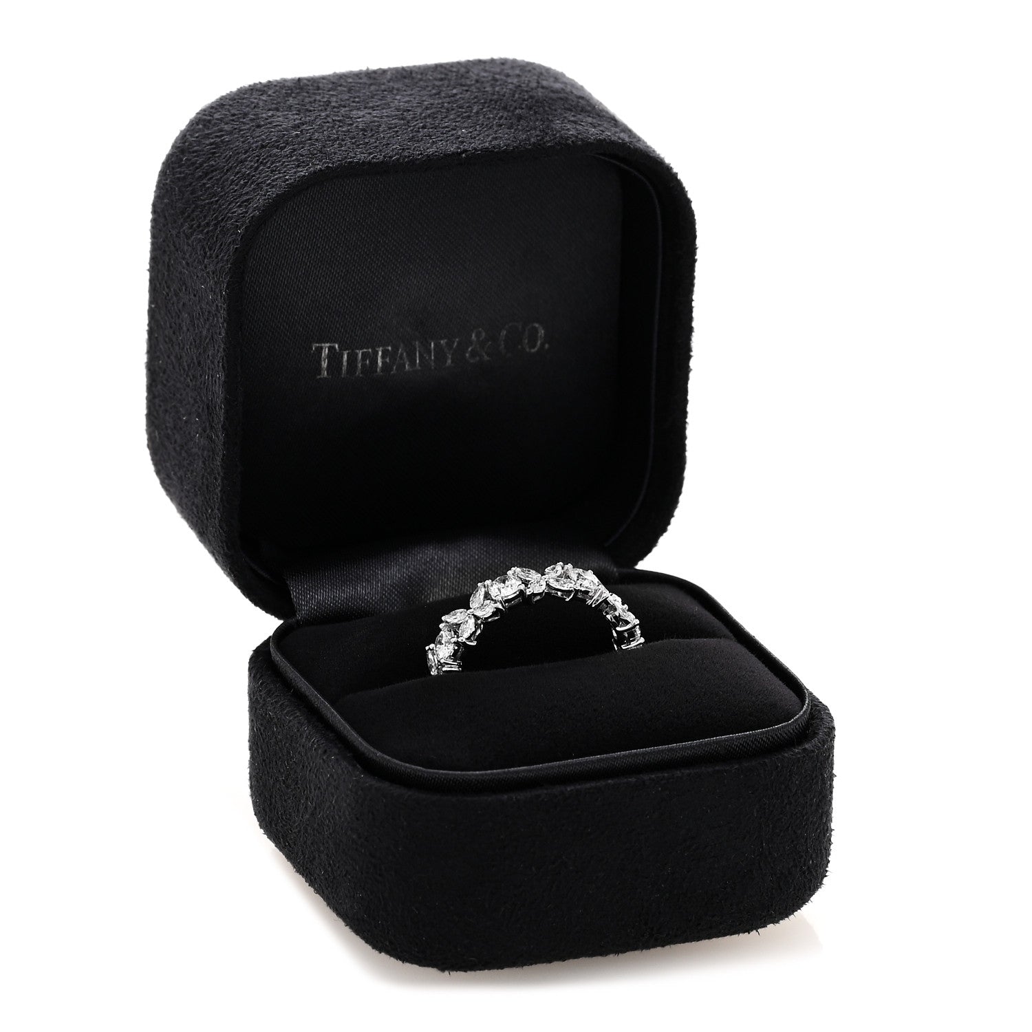 Tiffany Platinum Diamond Victoria Alternating Band Ring 55 7.25 5 of 5