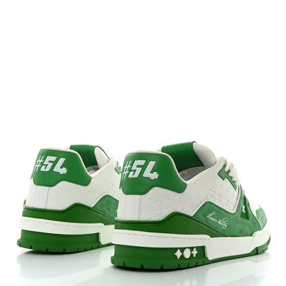 Louis Vuitton Calfskin Monogram Mens LV Trainer Sneakers 9 Green 4 of 9