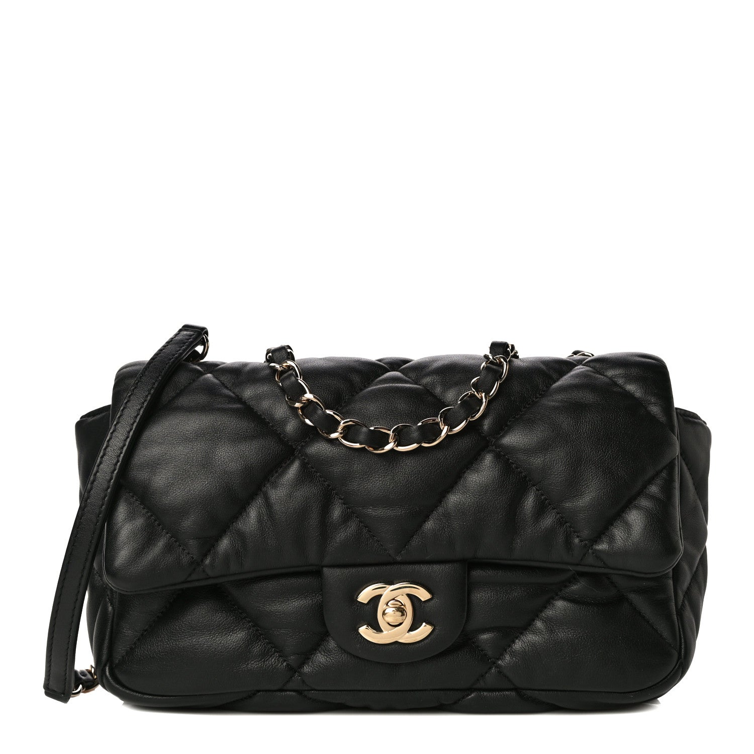 Chanel Calfskin Quilted Medium Bubbly Flap Black 1 of 13