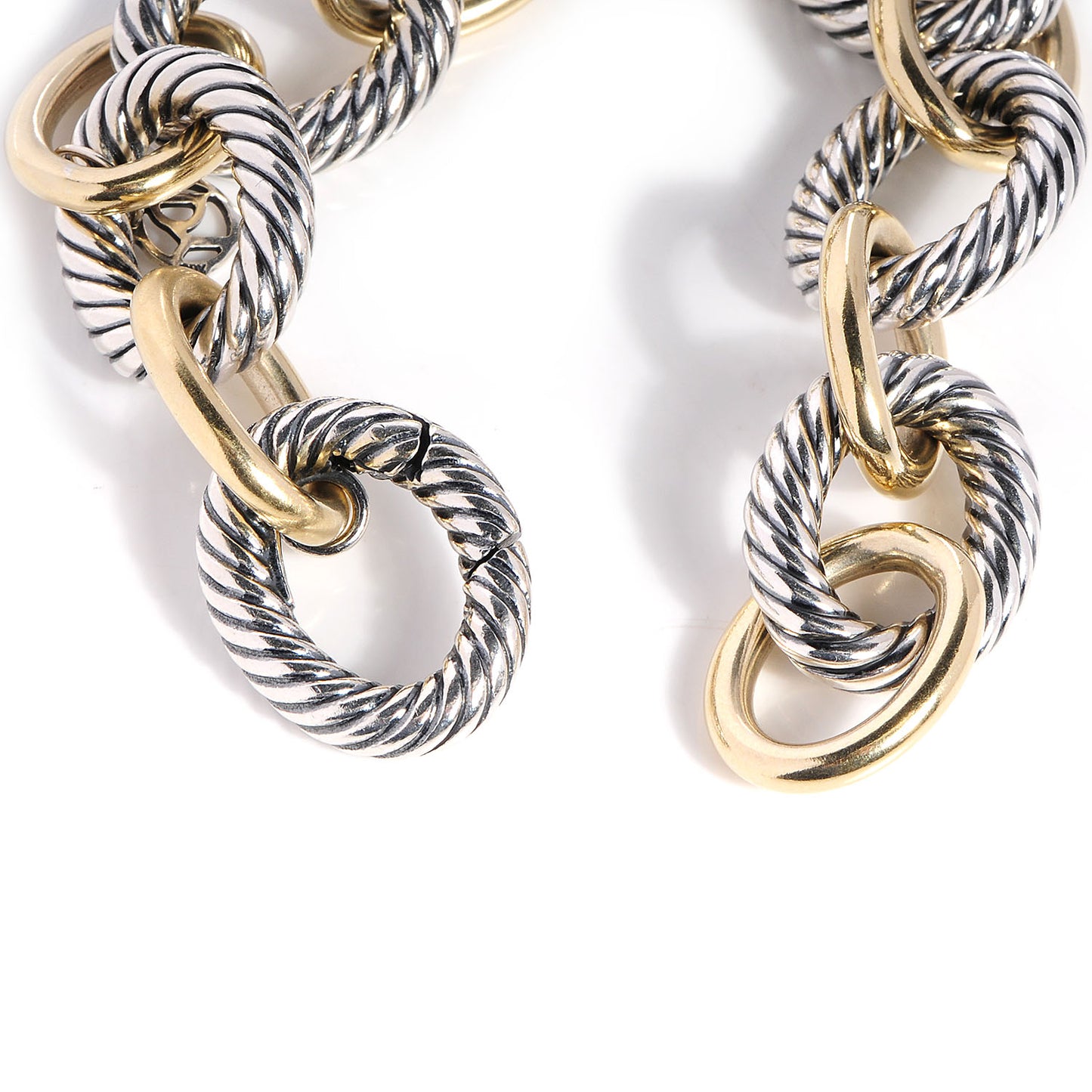 Sterling Silver 18K Yellow Gold 17mm Extra Large Oval Link Bracelet