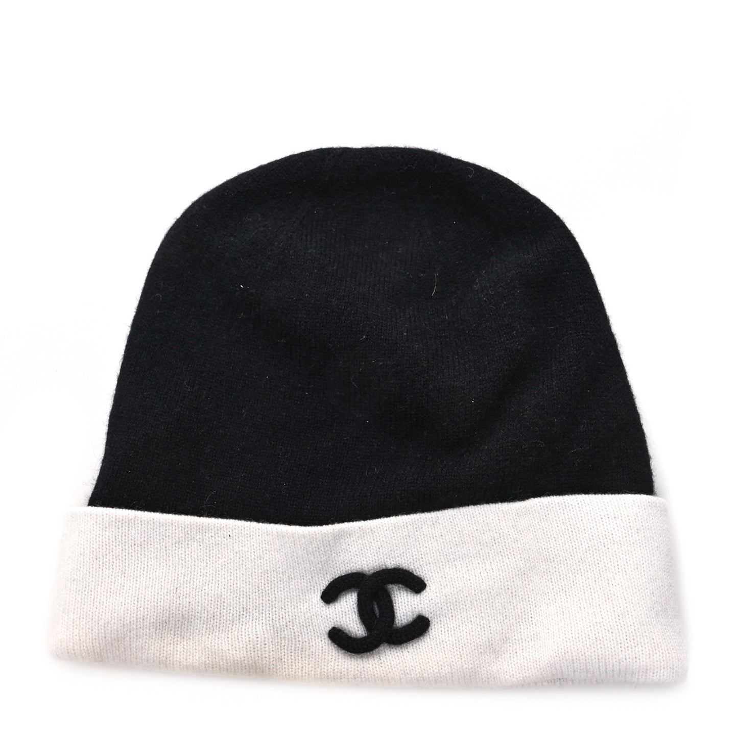 Cashmere CC Beanie Hat Black White