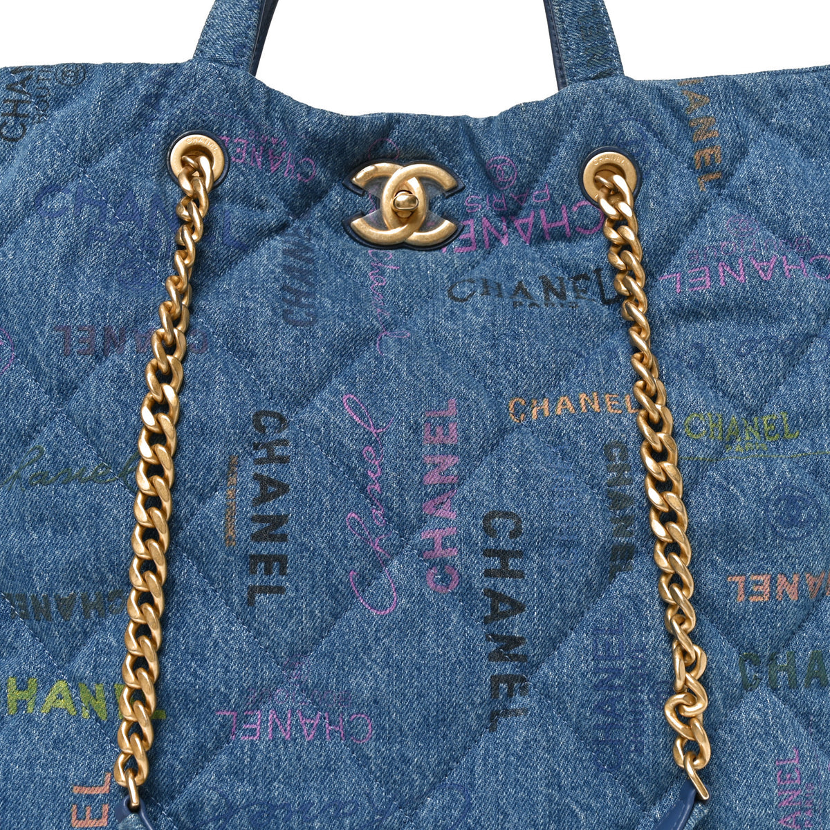 Denim Quilted Denim Mood Maxi Shopping Bag Blue Multicolor