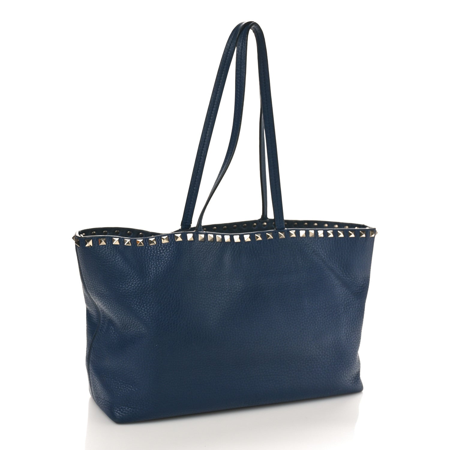 Valentino Garavani Grained Calfskin Small Rockstud Shoulder Tote Marine 2 of 16