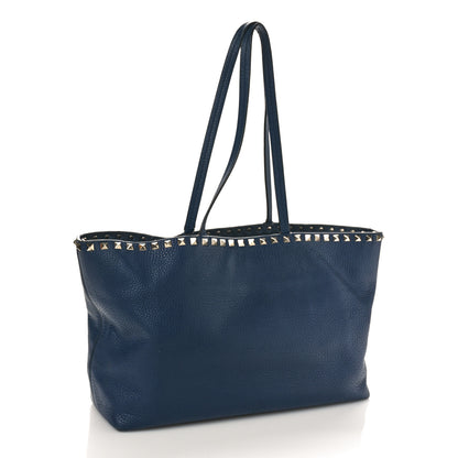 Valentino Garavani Grained Calfskin Small Rockstud Shoulder Tote Marine 2 of 16