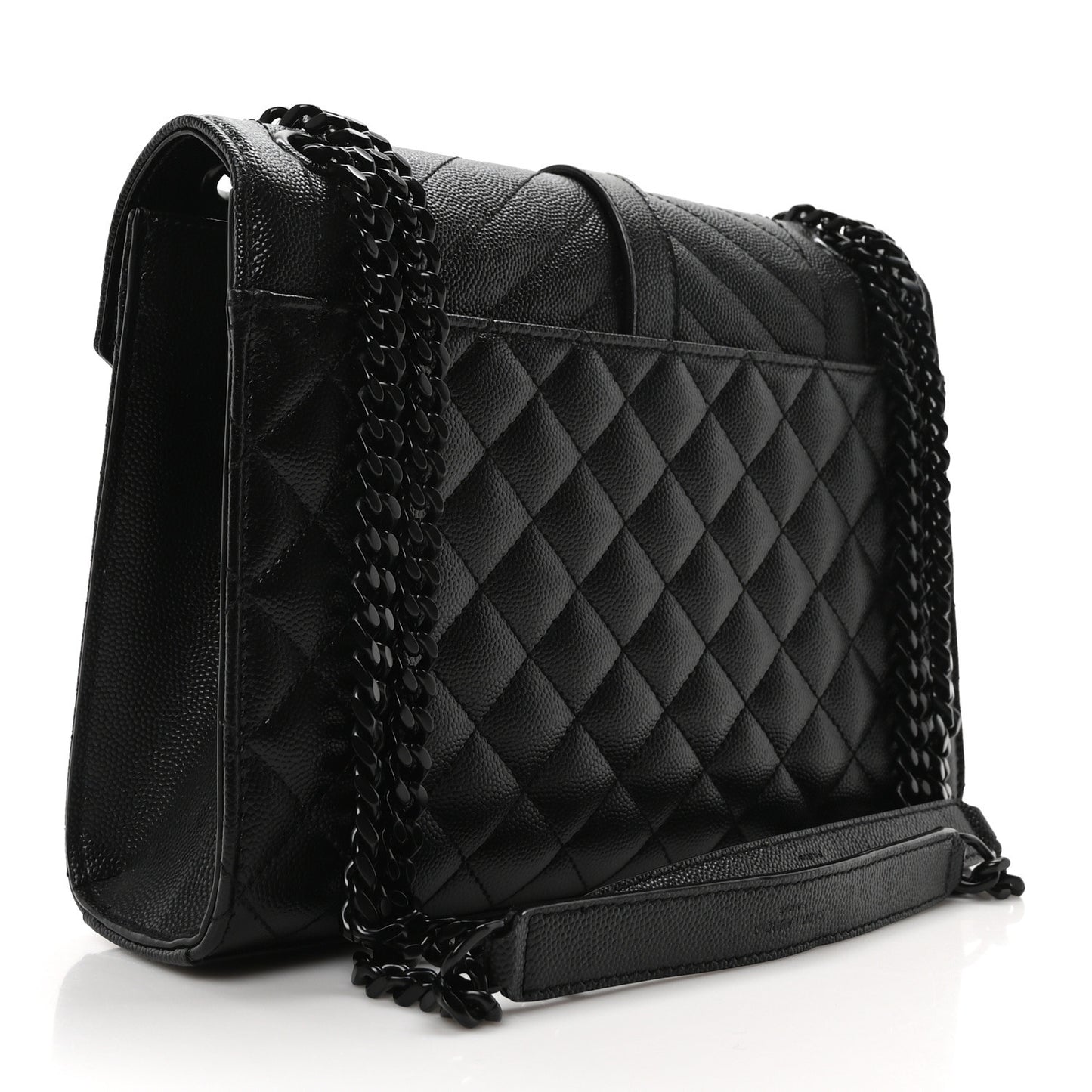 Grain De Poudre Textured Mixed Matelasse Triquilt Medium Monogram Monochrome Satchel Black