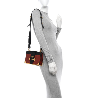 Prada City Calfskin Saffiano Cahier Bag Cotto Black 2 of 12