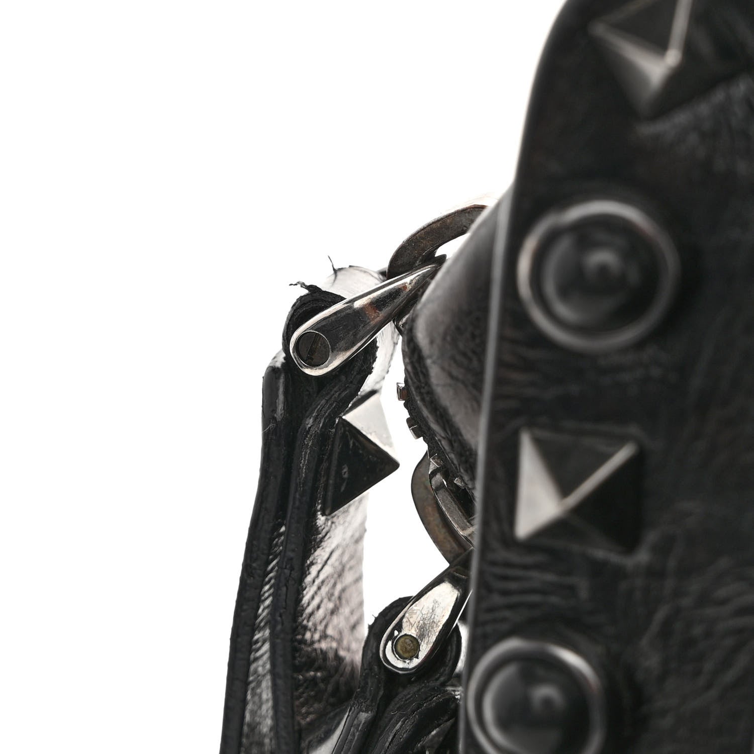 Valentino Garavani Craquele Calfskin Small Guitar Strap Rockstud Rolling Flap Pocket Shoulder Bag Black 12 of 12