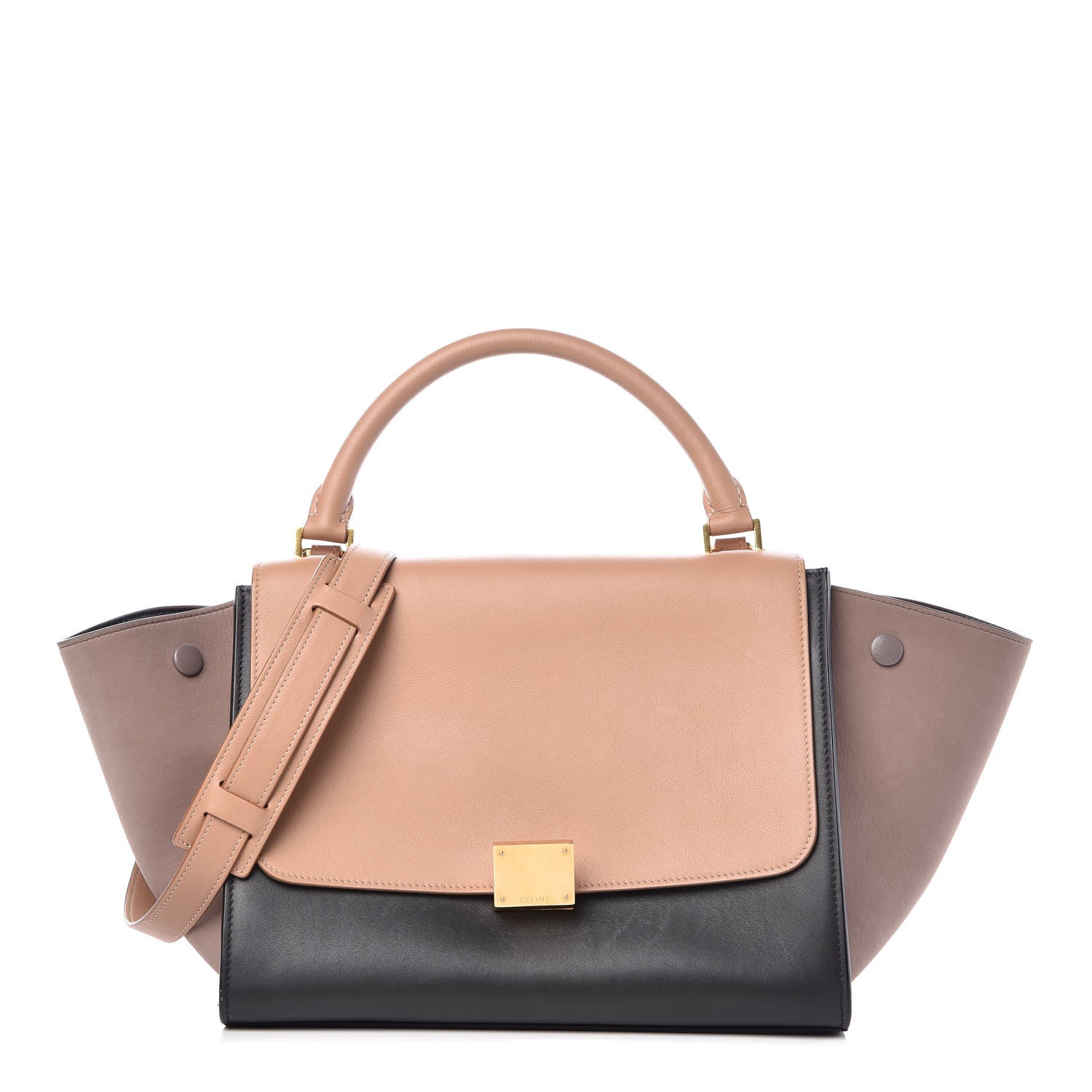 Celine Smooth Calfskin Nubuck Small Tri-Color Trapeze Nude 1 of 9