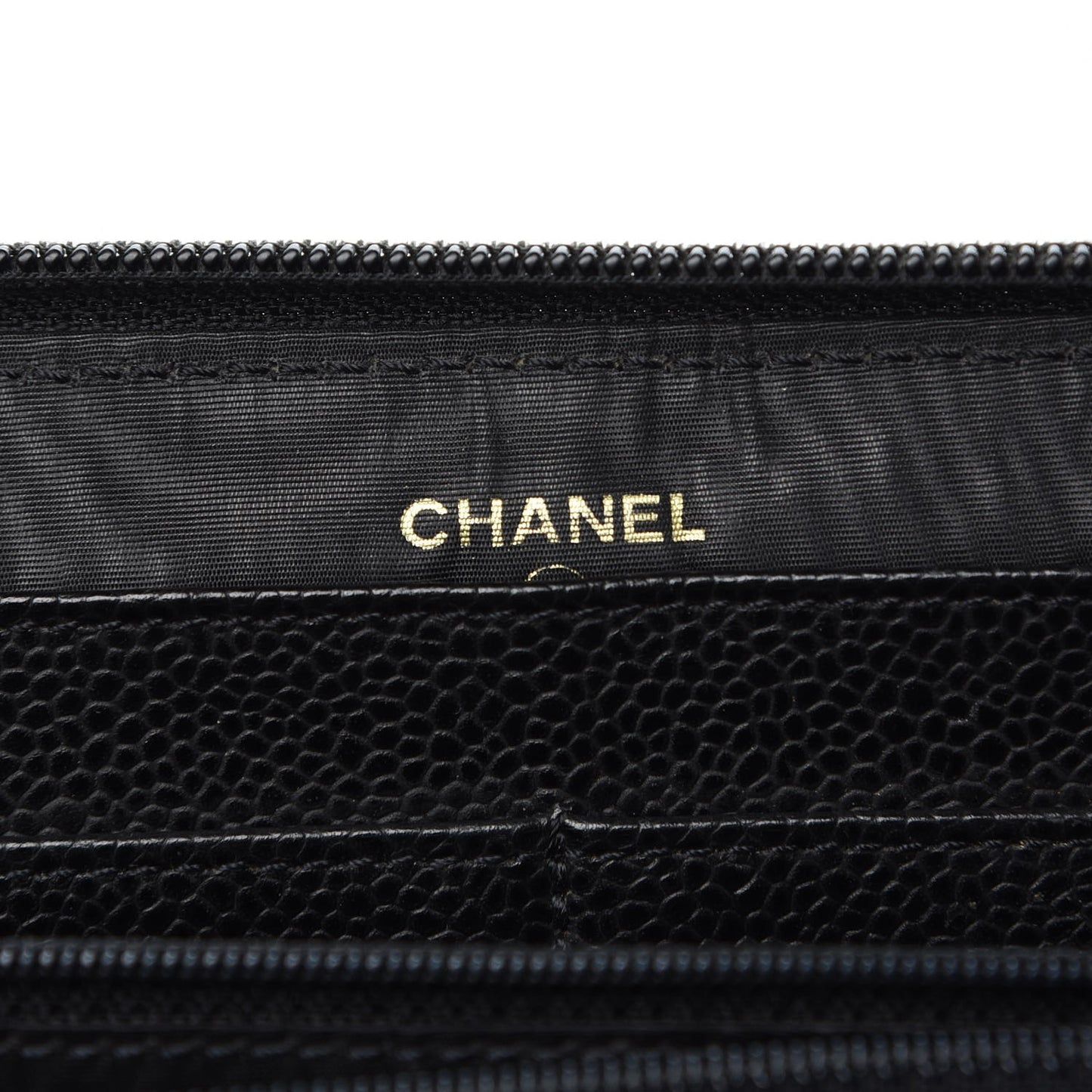 Caviar CC Timeless Large Zip Around Wallet Black