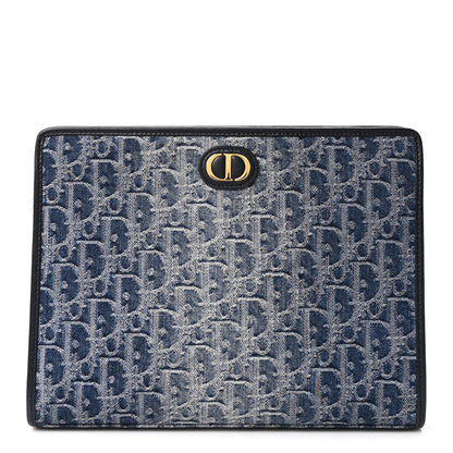 Christian Dior Denim Jacquard Oblique 30 Montaigne Dea Pouch  Blue 1 of 10