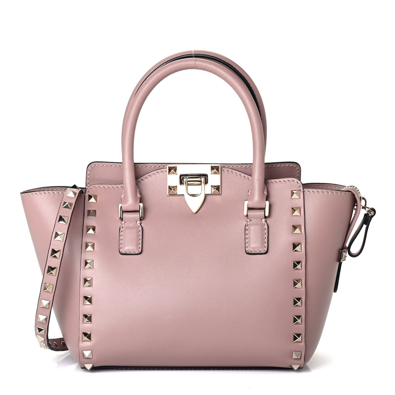 Valentino Garavani Vitello Mini Rockstud Double Handle Tote Poudre 1 of 4